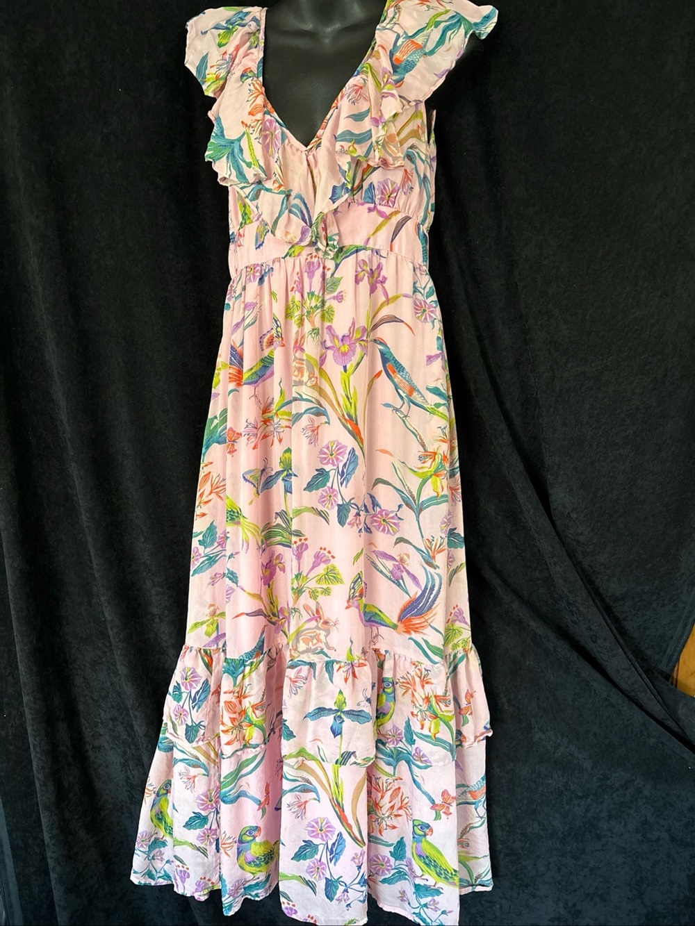Banjanan Marina Dress Womens Small  Floral Garden Orchid wear by zipper